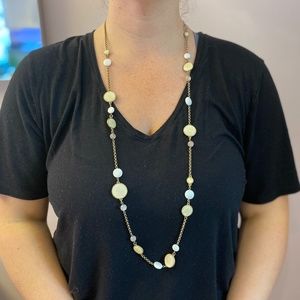 Women's Gold Chain Necklace with White Pendants